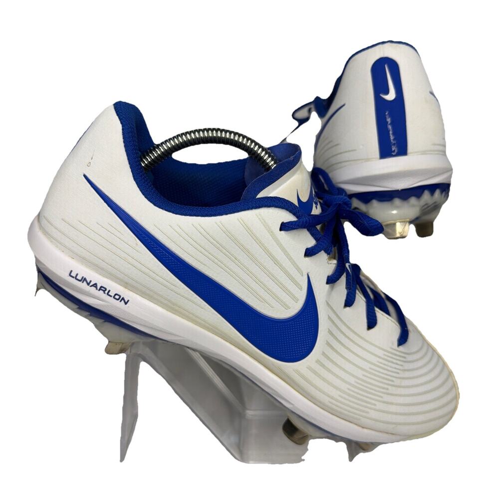 Nike Softball Cleats Lunarlon Hyper Diamond 3 Pro White Blue Women’s 9 Shoes - Picture 1 of 10